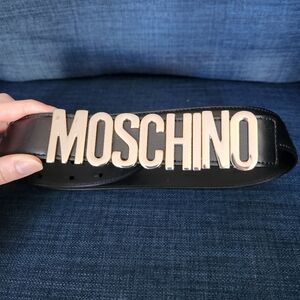 Moschino Logo Belt Black with Gold